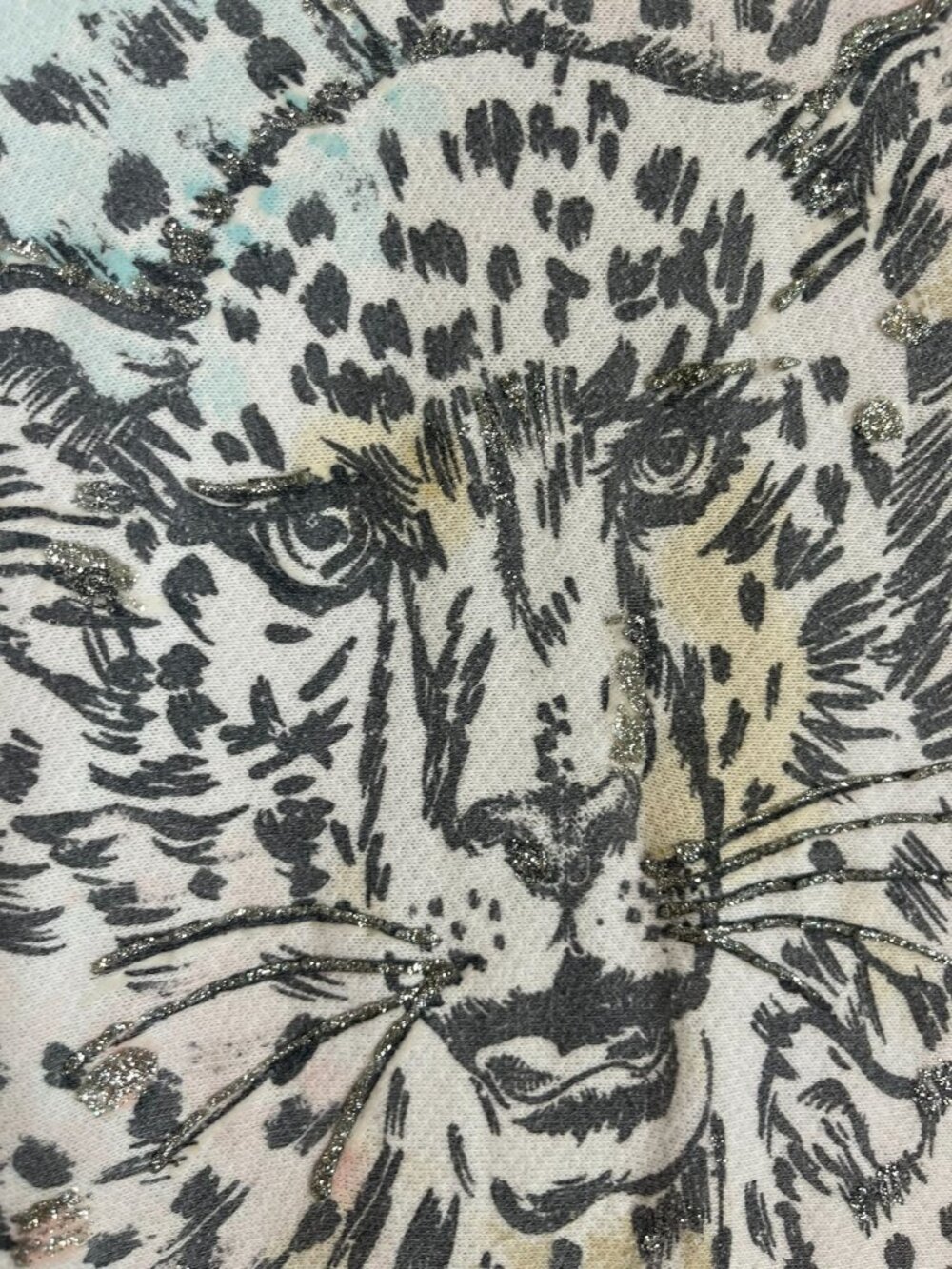 Vintage Leopard Print Sweatshirt S Metallic 1980s Funky Mod Artsy Edgy Grunge - Picture 5 of 11